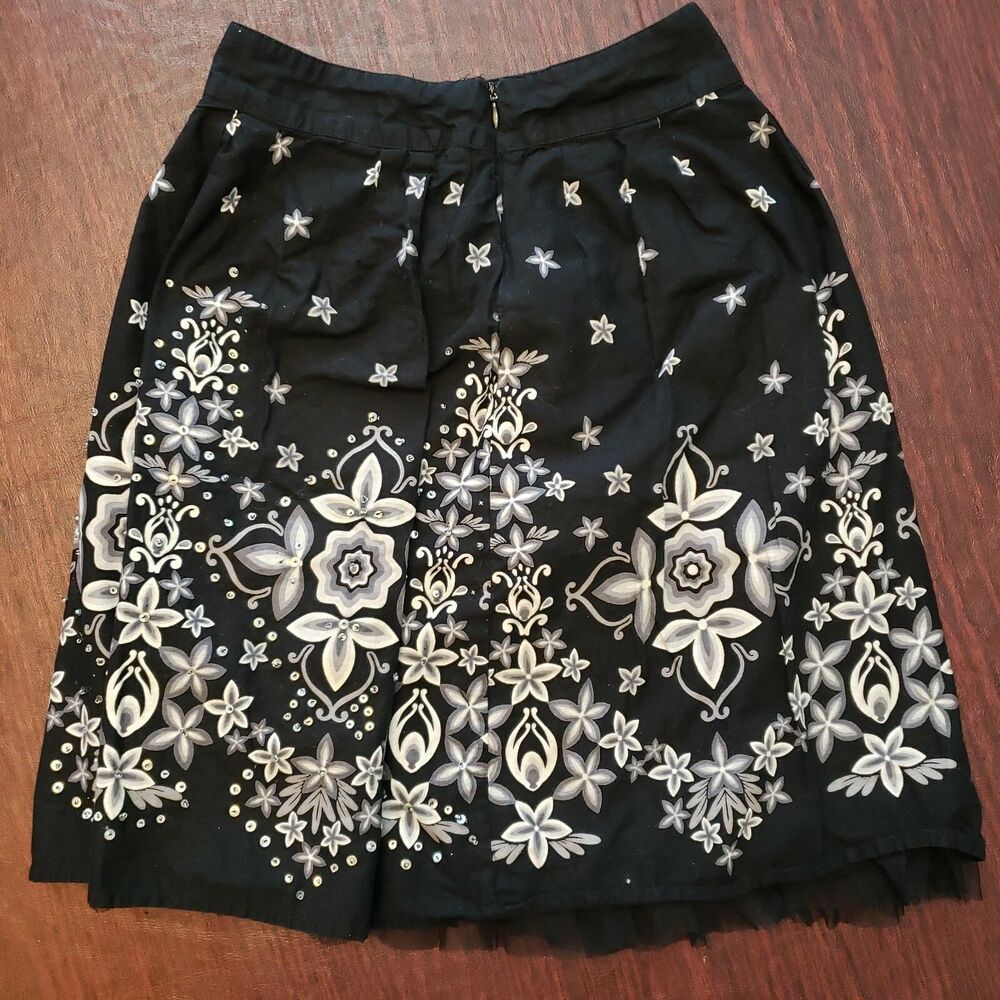 Girls Justice Blue Floral Sequin Skirt Sz 7